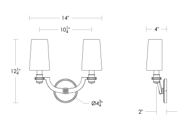 Art Deco Two Arm Sconce ADA
